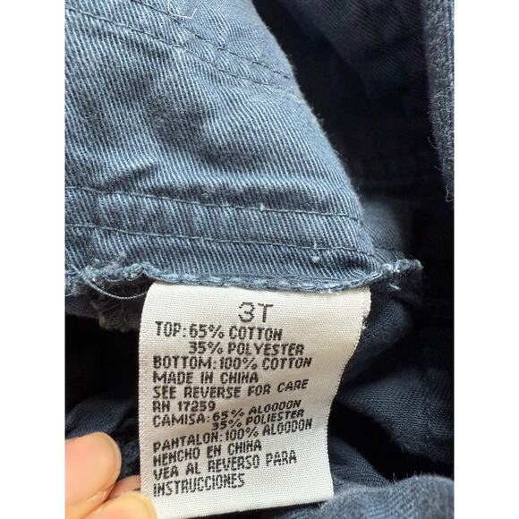 Kids short navy overalls bird duck turkey thanksgiving  Holliday 3t - Picture 5 of 6